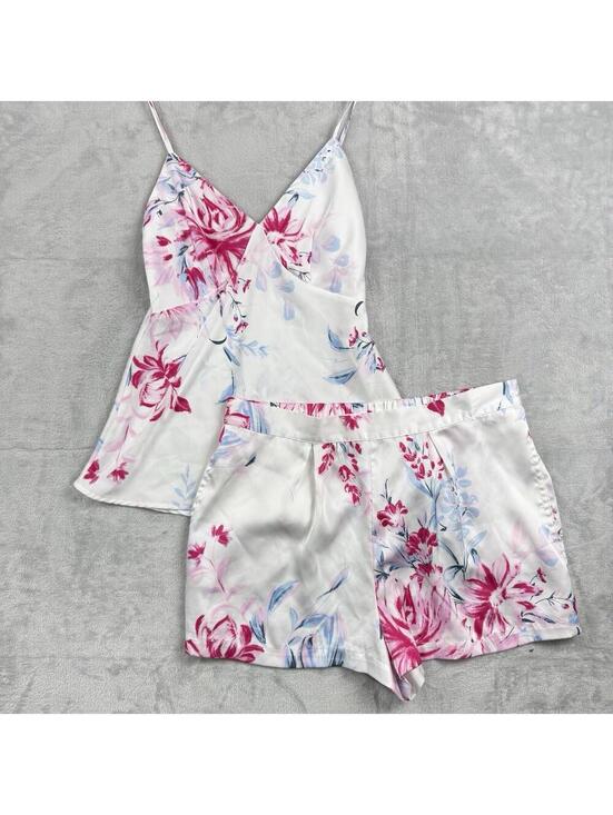 La Vie En Rose Other - La Vie En Rose Pajama Set Womens Small Floral Satin Cami Top Shorts Sleepwear